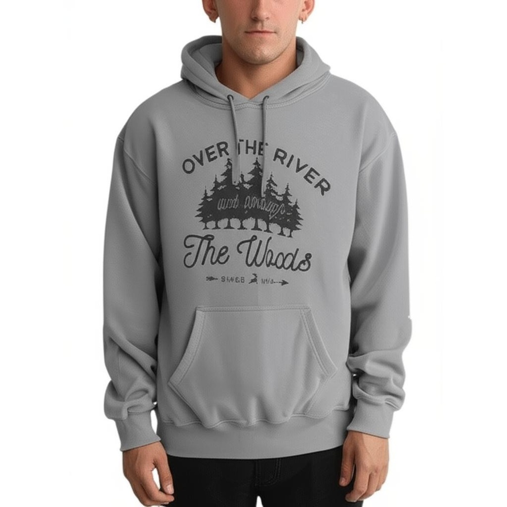 Comfortwash Mens Light Gray Graphic Print Pullover Hoodie Size Medium